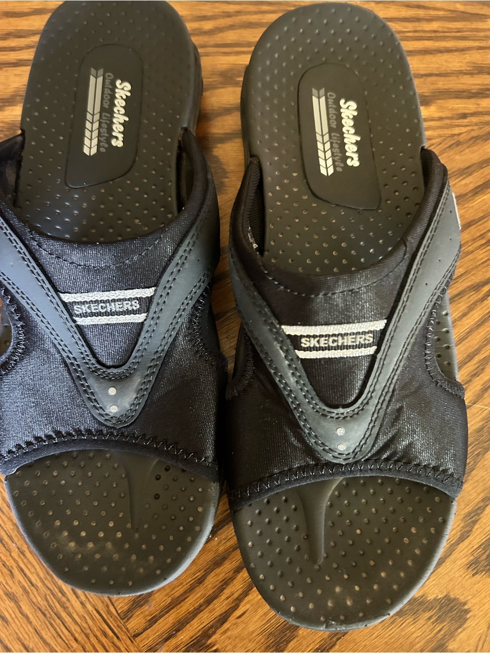 Skechers Black Women's Open-Toe Comfort Sandals